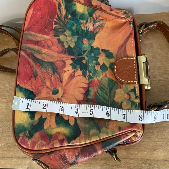 Patricia Nash Painted Floral Leather Satchel with Lock and Key - Picture 15 of 16